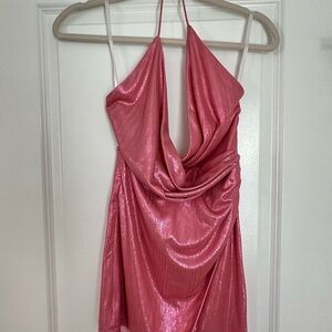 Superdown Shimmering Pink Backless Dress